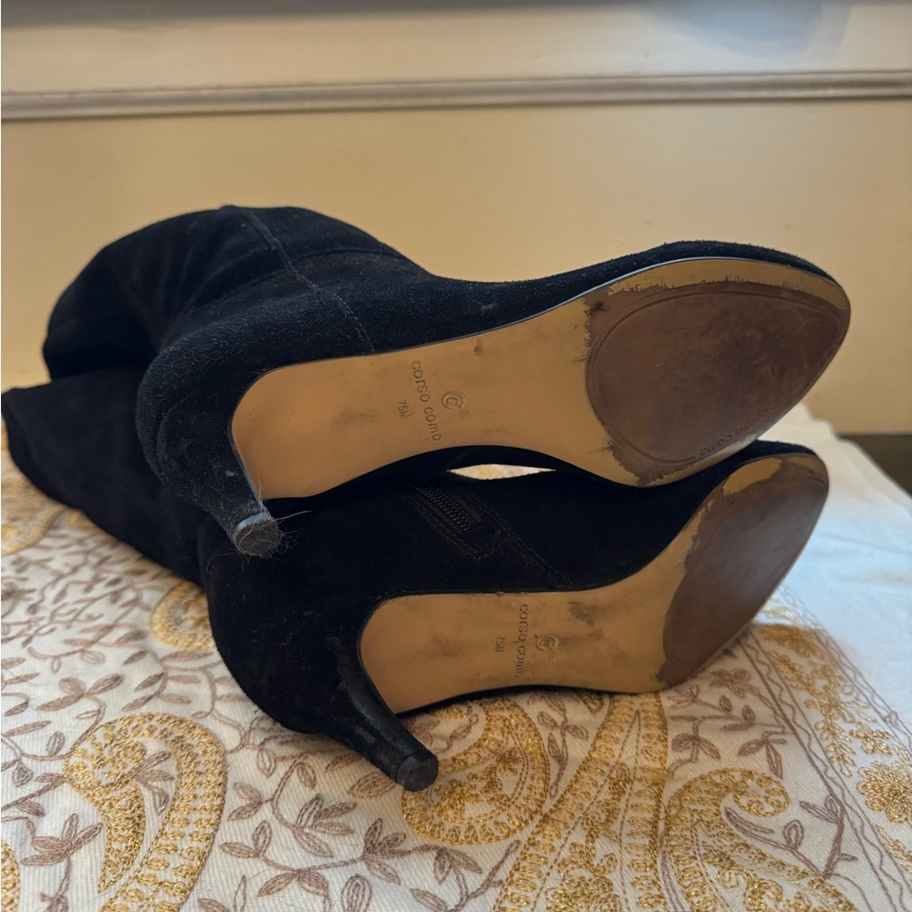 Corso Como Black Suede Heeled Boots - Picture 4 of 6